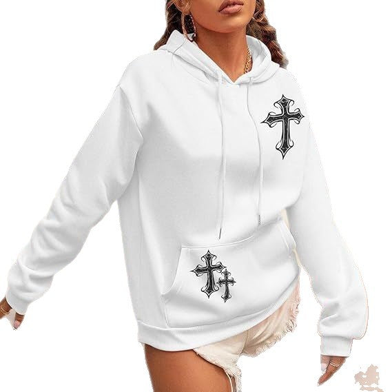 Kvinders Hoodie med Kunstnerisk Krydsdesign Skovae