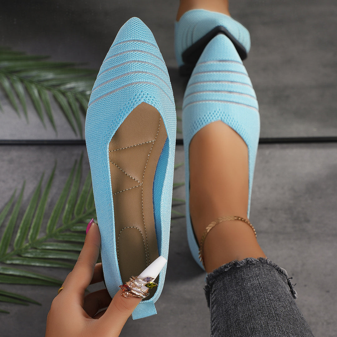 Dame stribede strik spidse sko Flats Stilla