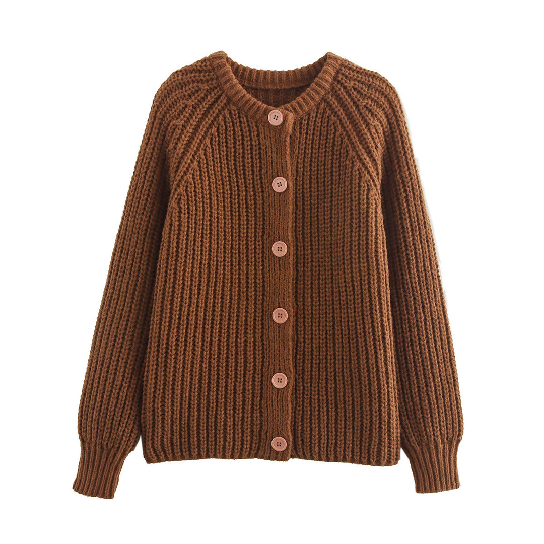Kvinder hyggelig cardigan med vertikal rib struktur og store knapper Stilla