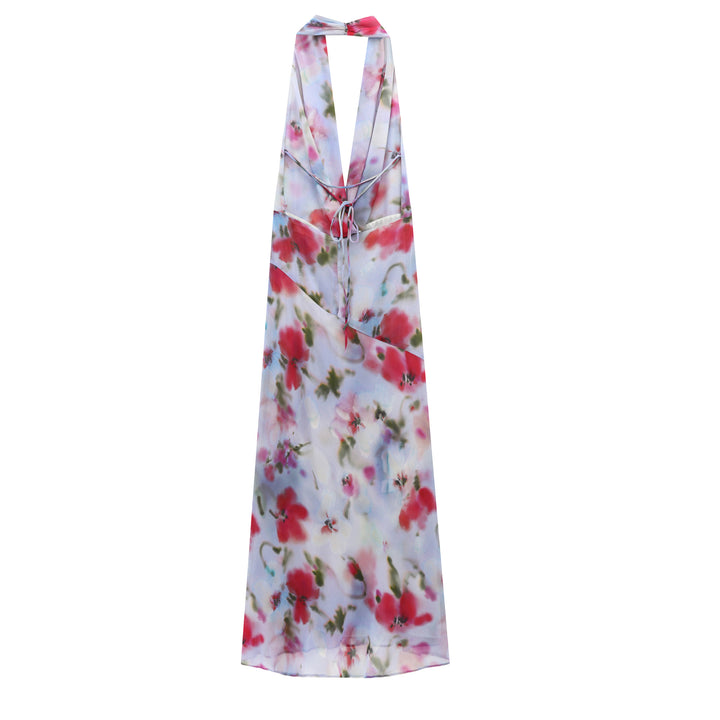 Femme Halter Neck Floral Maxi Kjole Stilla