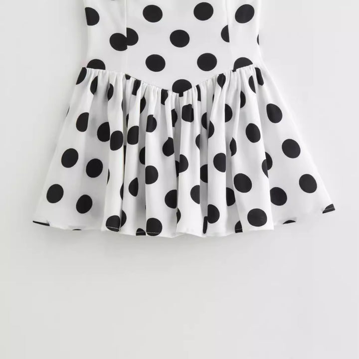 Dame Utan Bår Polka Dot Udvidet Kjole Stilla
