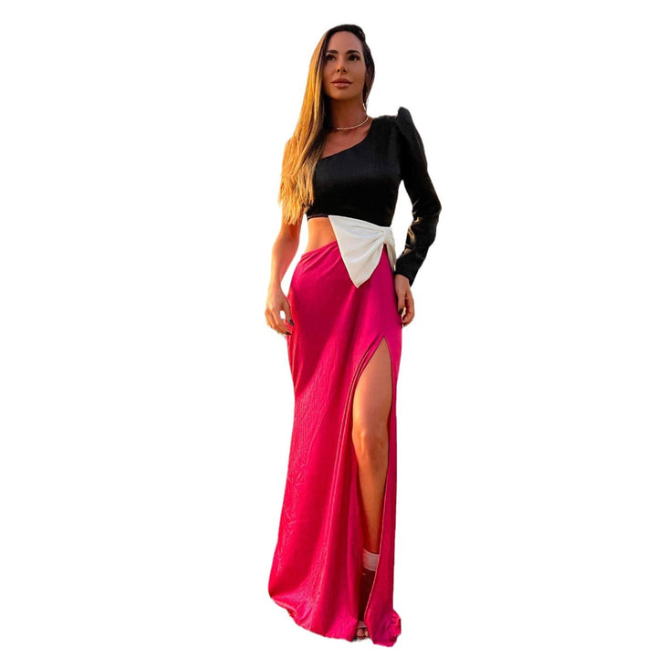 Dame Crop-Top med lang bluse og høj slids Stilla