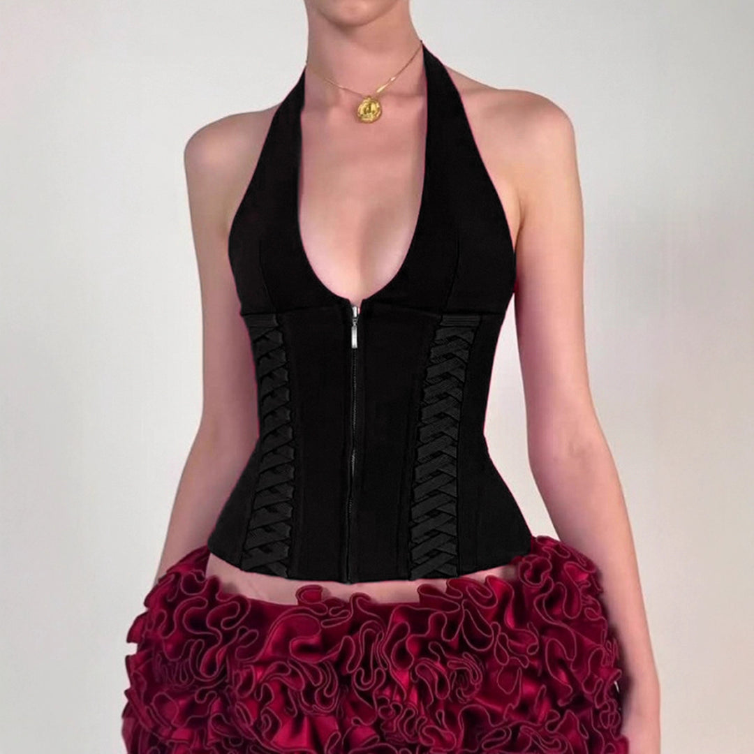 Dame Cropped top med raffineret snøre design Skovae