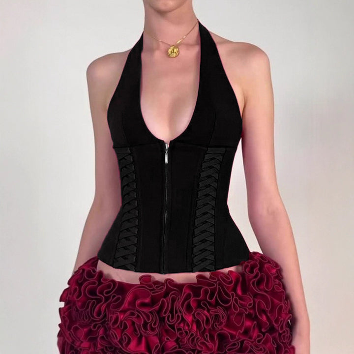 Dame Cropped top med raffineret snøre design Skovae