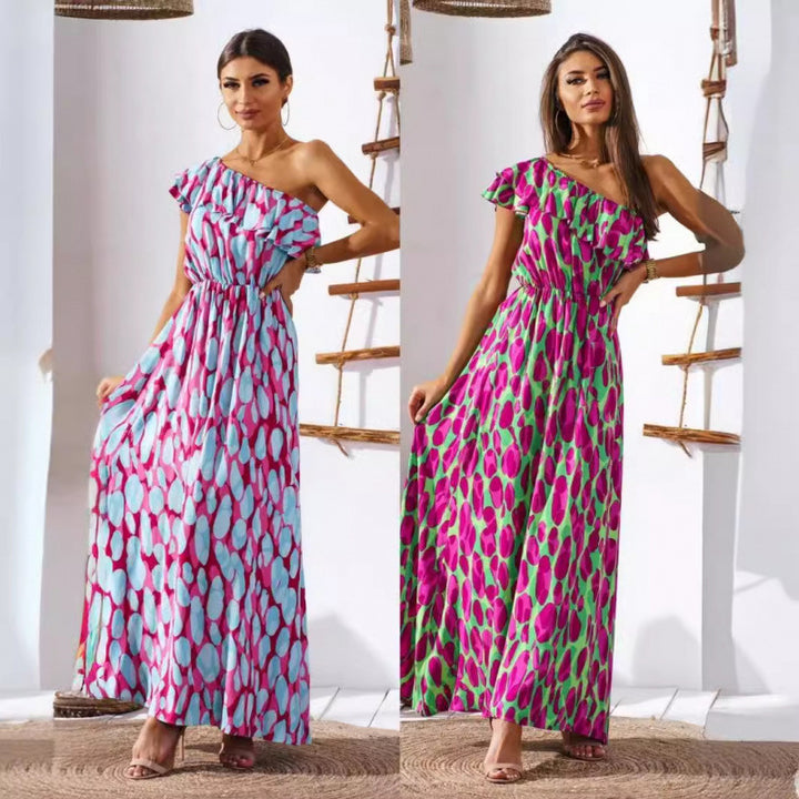 Dame Off-Shoulder Maxikjole med Rynkedetalje Stilla