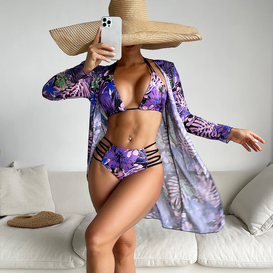 Dame bikini sæt med blomsterdesign og elegant overdel Stilla