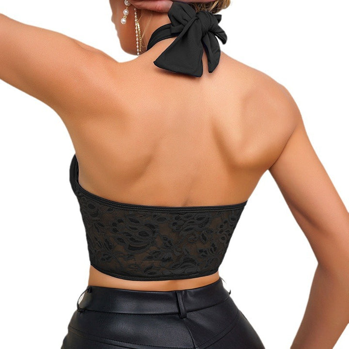 Dame Cropped Top med rynker og spitze Stilla