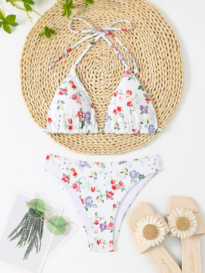 Dame Bikiniset med blomsterdesign og gingham-mønster Skovae