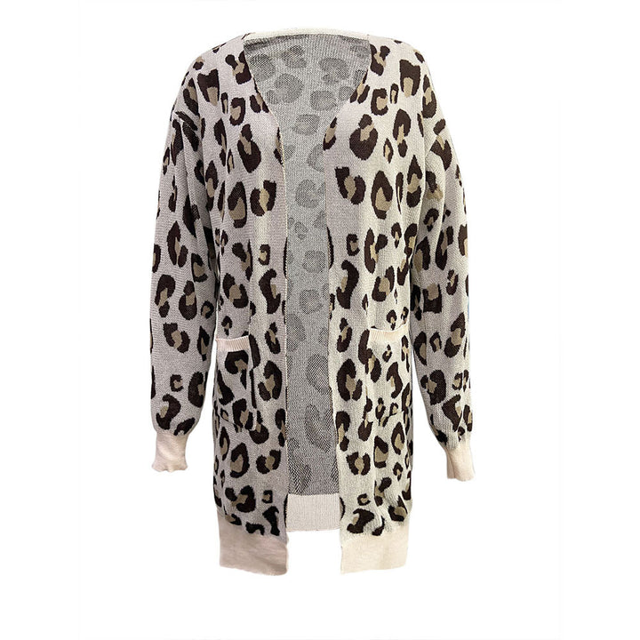 Kvinders cardigan med leopardmønster og praktiske lommer Stilla