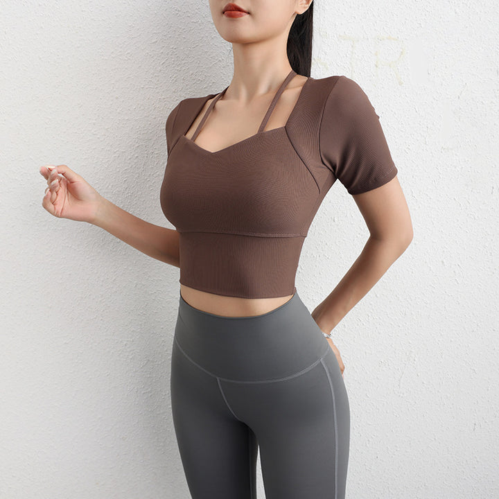 Dame Sporty Cropped-Top med innovativt stropdesign og åndbare egenskaber Stilla