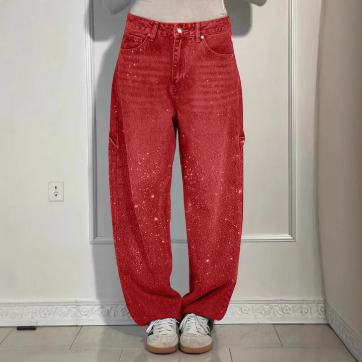 Femme Designer Højlivs-Jeans med himmelske udsmykninger Stilla