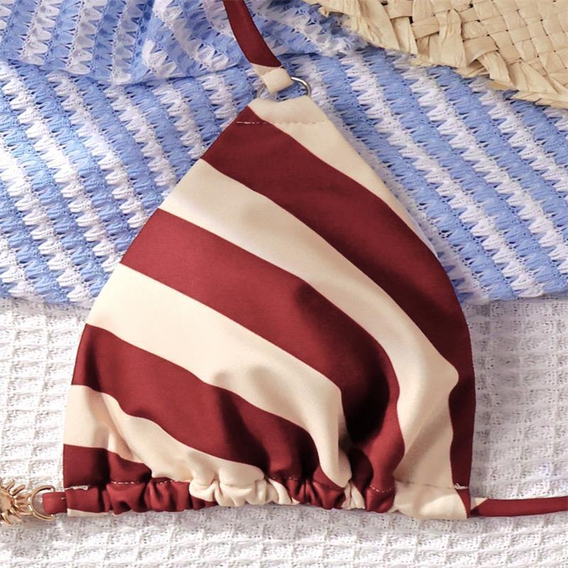 Dame triangel-bikini med strikket detalje og elegante once-wave-stropper Skovae