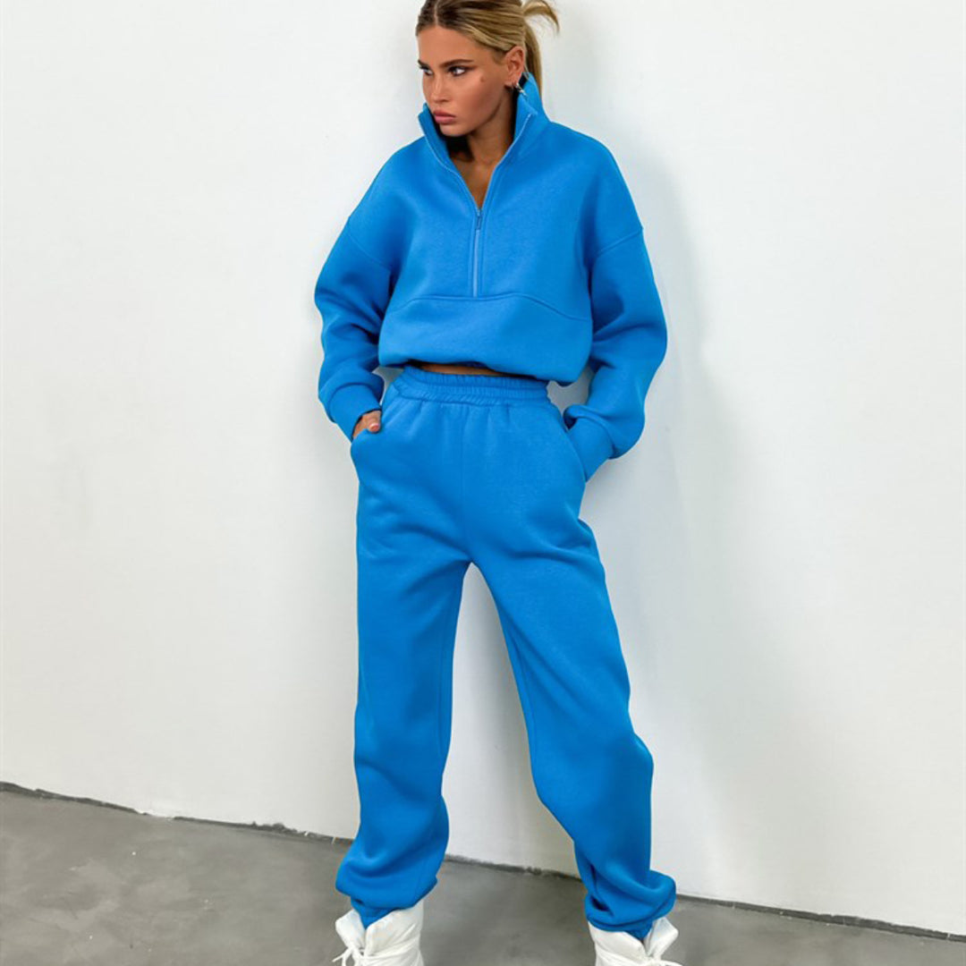 Kvinders fashionable sweatpants med høj krave og lynlås Skovae