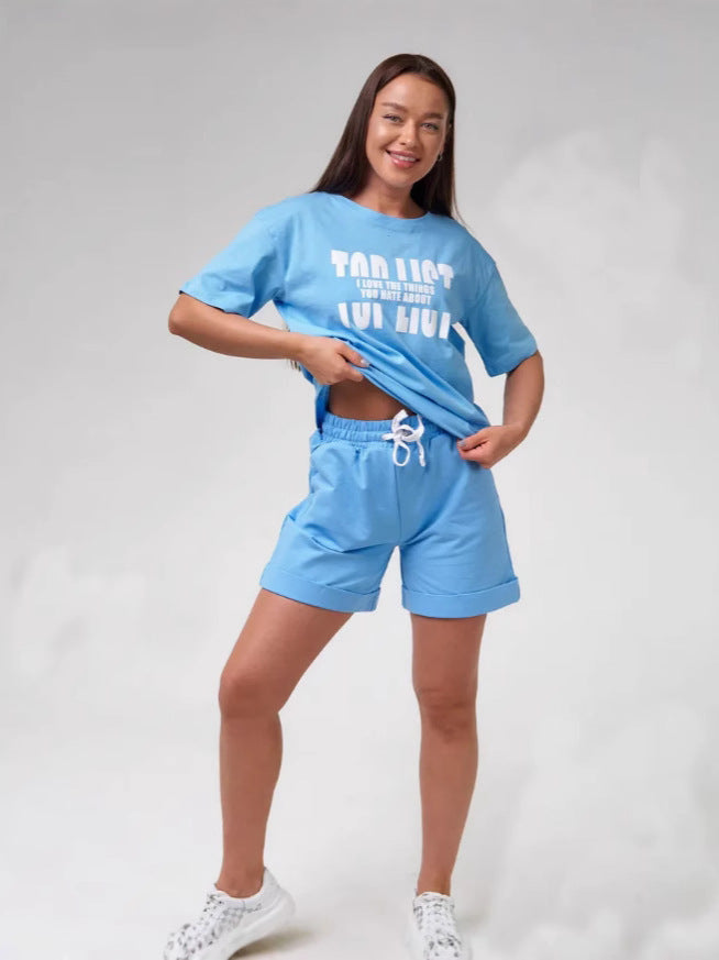 Dame Grafik T-shirt og Shorts Sæt Stilla