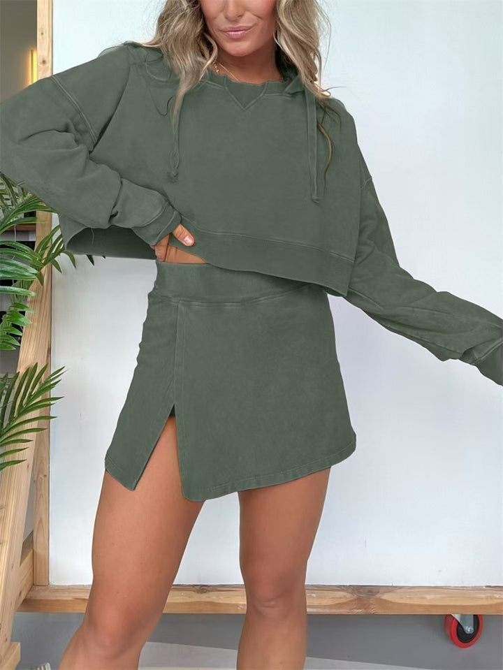 Dame Crop-Top og Mini-Nederdel Sæt Stilla