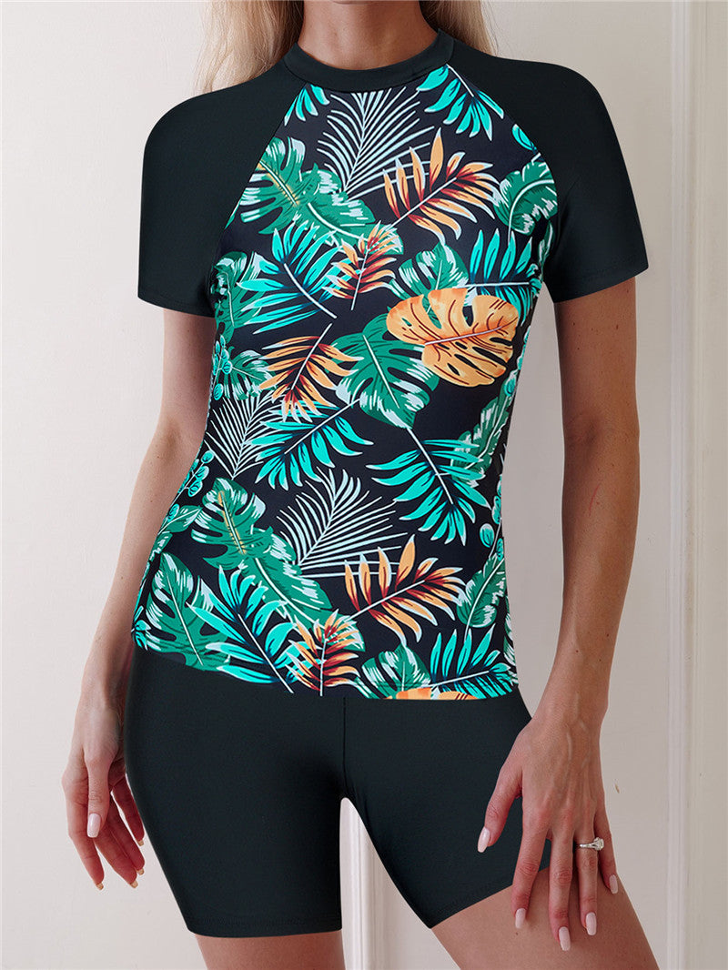 Dame Rashguard-sæt med blomsterdesign og korte ærmer Stilla