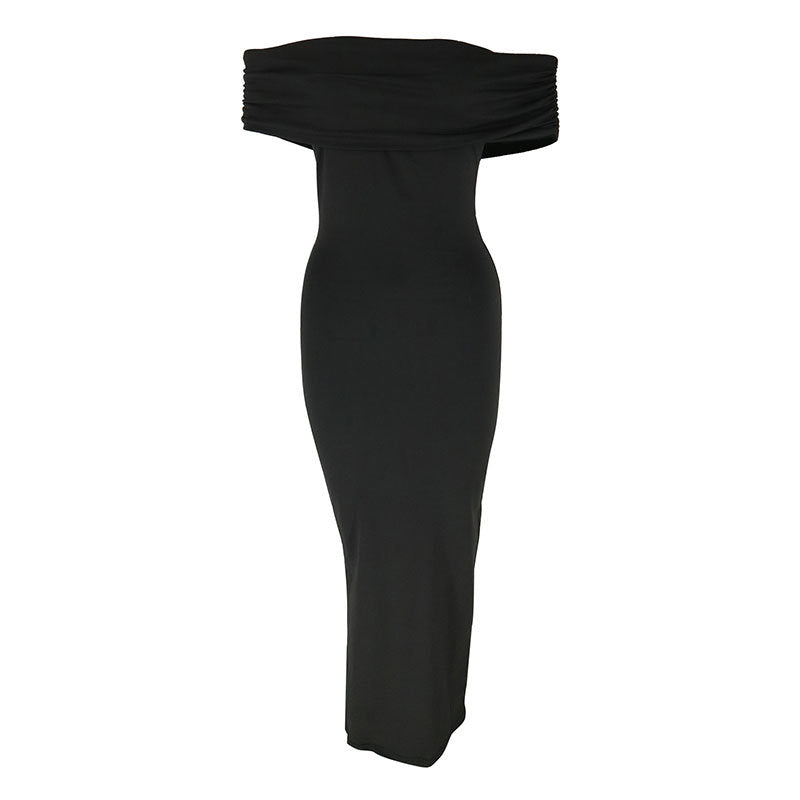 Dame Off-Shoulder Maxikjole med raffinerede volangdetaljer Skovae