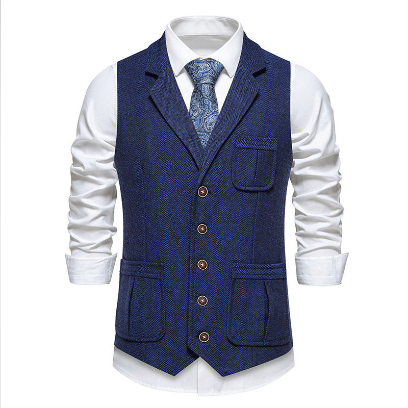 Herrer Elegant Fiskeben Struktureret Vest Stilla