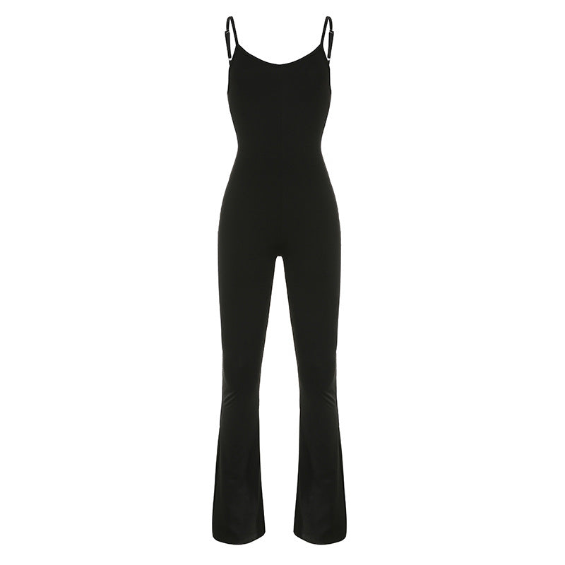 Dame løst snittet jumpsuit med justerbare spaghetti-stropper og elegant flared-skæring Skovae