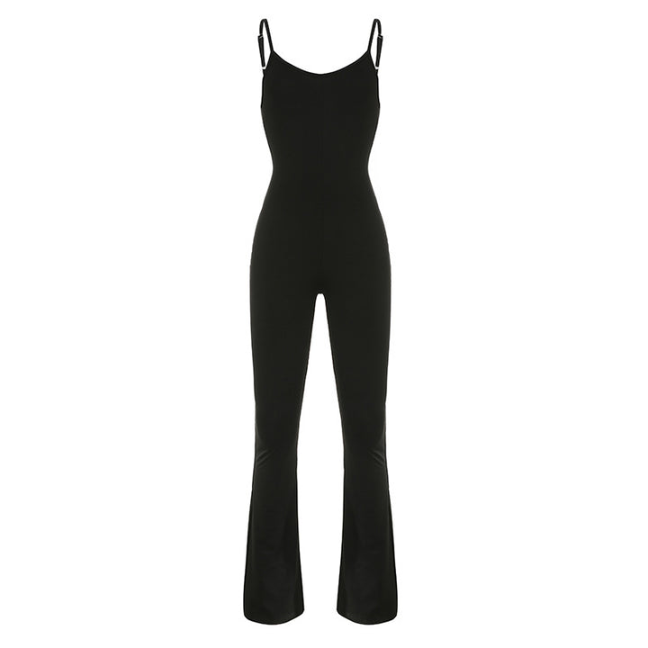 Dame Flared Jumpsuit med justerbare stropper og figursyet snit Skovae