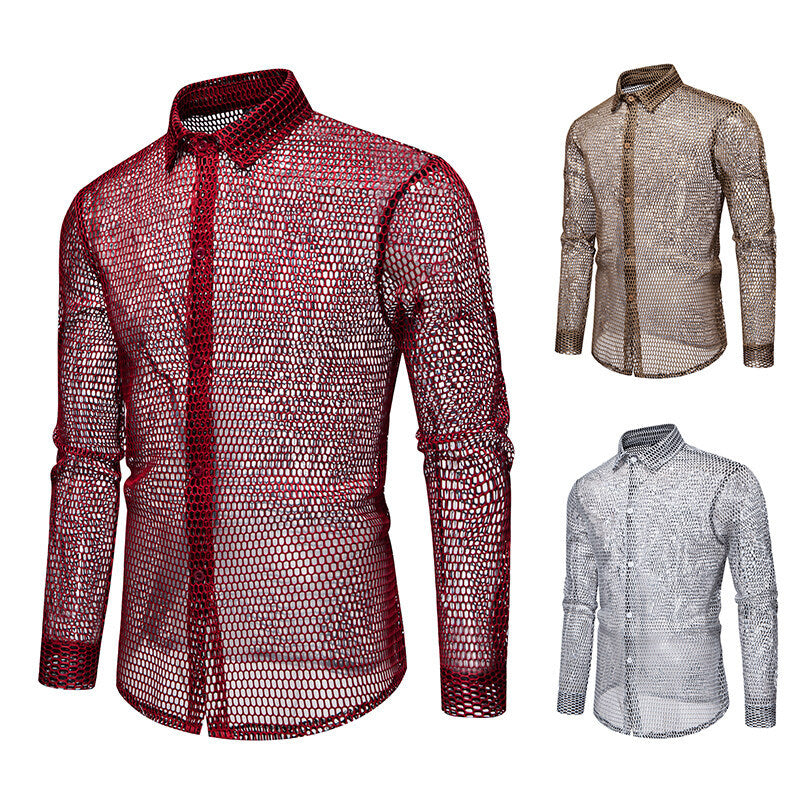 Herrer-Mesh-Overlay-Skjorte Stilla