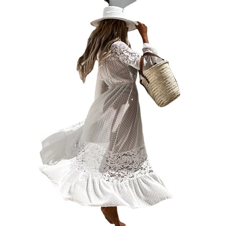 Dame Transparent Strandkjole med elegante spidsedetaljer Stilla