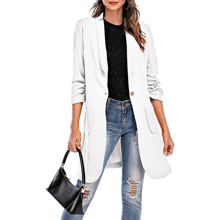 Dame Lang, elegant Blazer med lommer og stilfuld snit Stilla