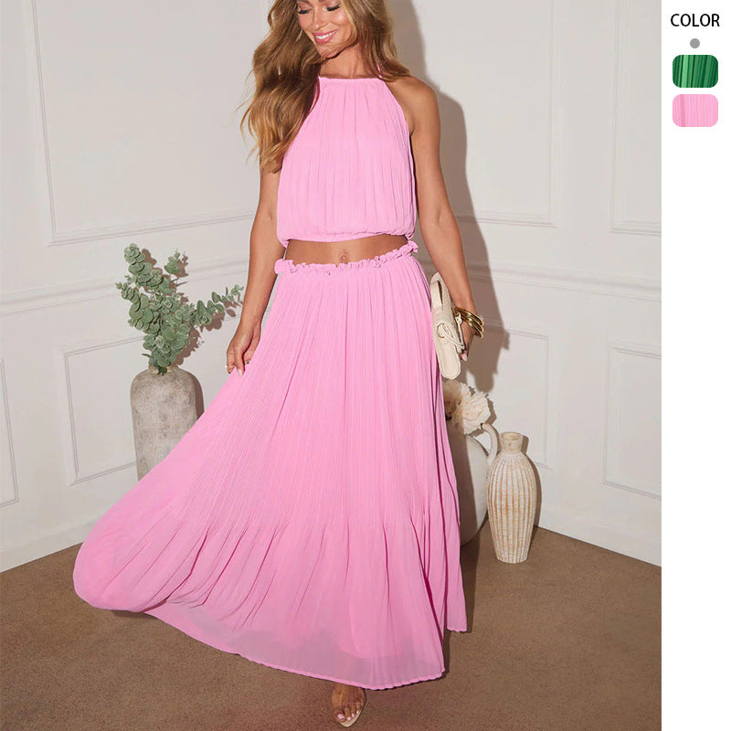 Dame sammensat sæt med crop top og elegant maxi nederdel Skovae