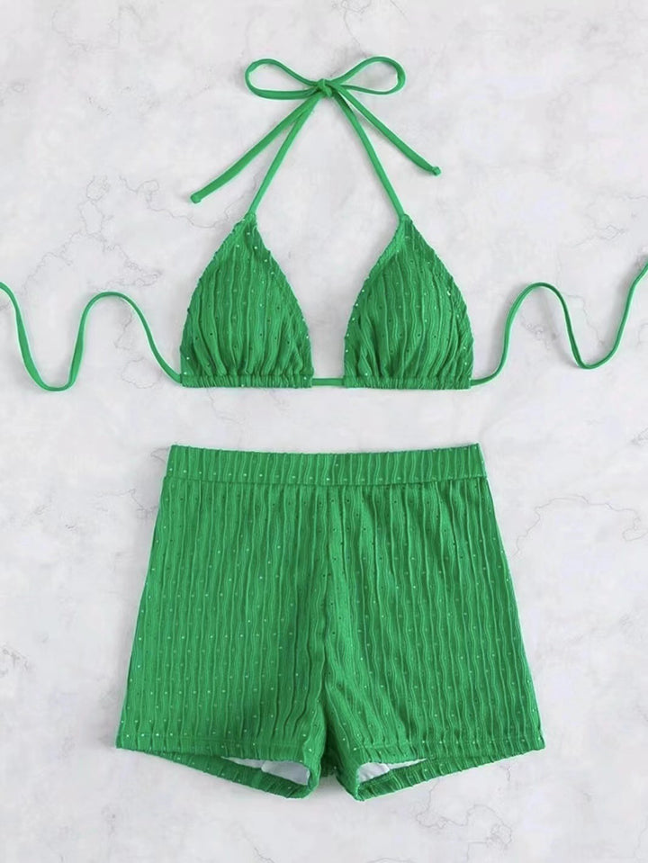 Dame bikini-sæt med foldet tekstur og moderne top Stilla