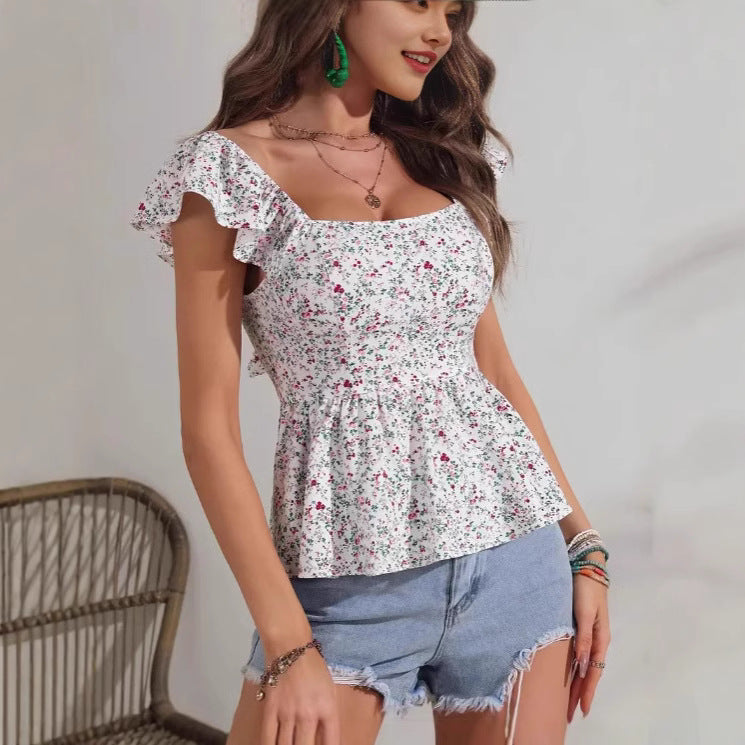 Dame blomsterprint peplum-top Stilla