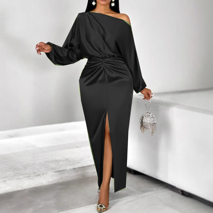 Dame Elegant off-shoulder Maxikjole med rynk og split Stilla