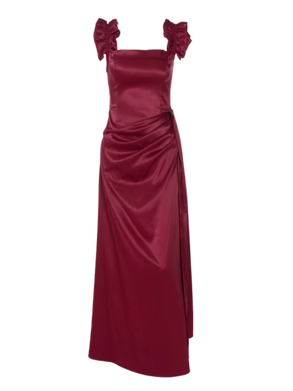 Damer Elegant draperet Maxi-kjole med skulderfri detaljer Stilla