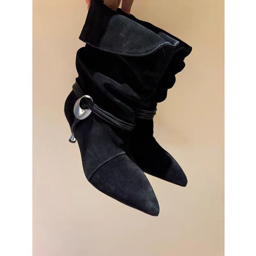 Femme Slouchy Spids-Toe Hæle-Støvler Stilla