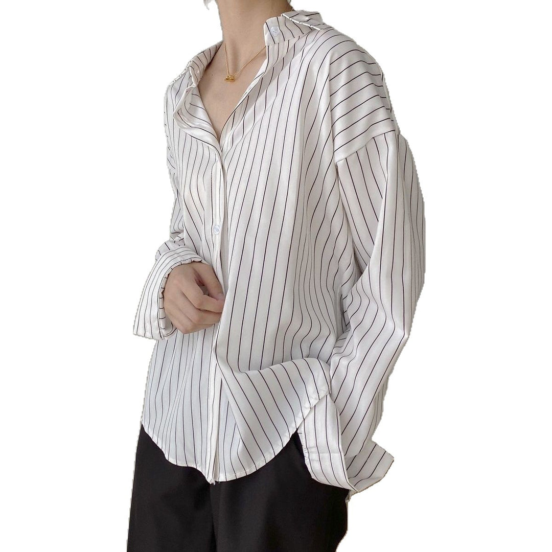 Kvinder Klassisk Skjorte Bluse med Fine Striber Stilla