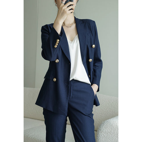 Dame elegant jakkesæt med figursyet blazer og smalt skåret bukser Stilla
