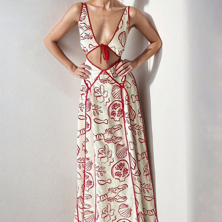 Dame Halterneck Floral Maxi Kjole med Udsnit Detalje Stilla