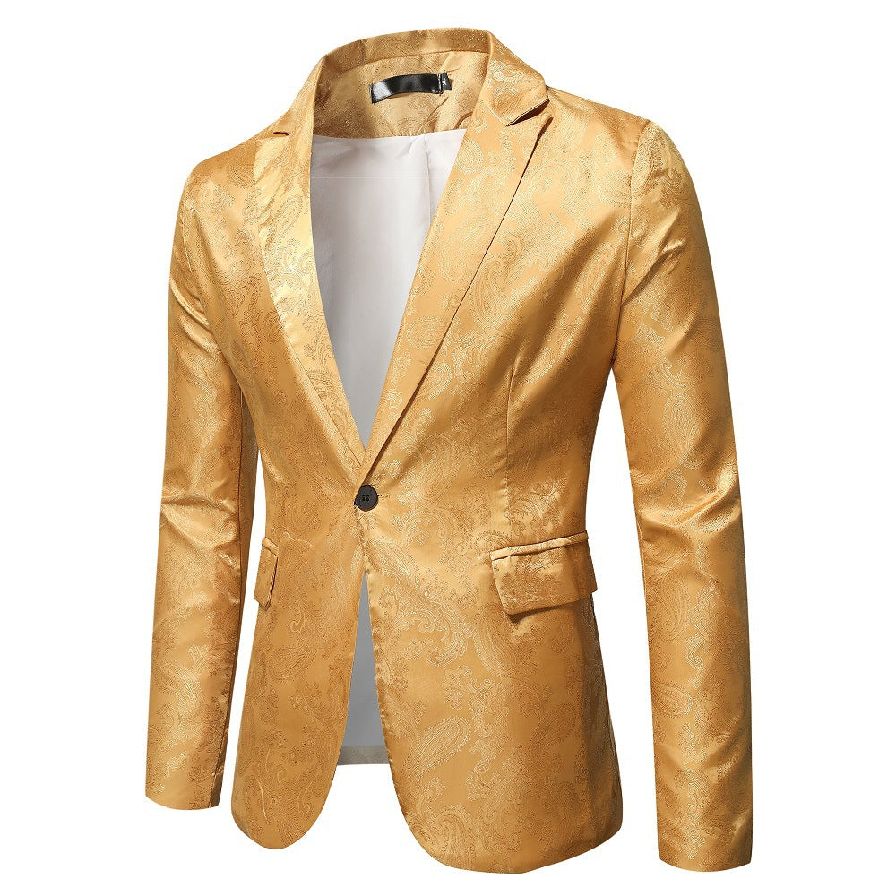 Herrer Elegant Paisley Mønster Satin Blazer Stilla