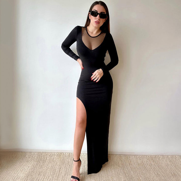 Dame Elegant Maxikjole med transparente indlæg og sidelæg Stilla
