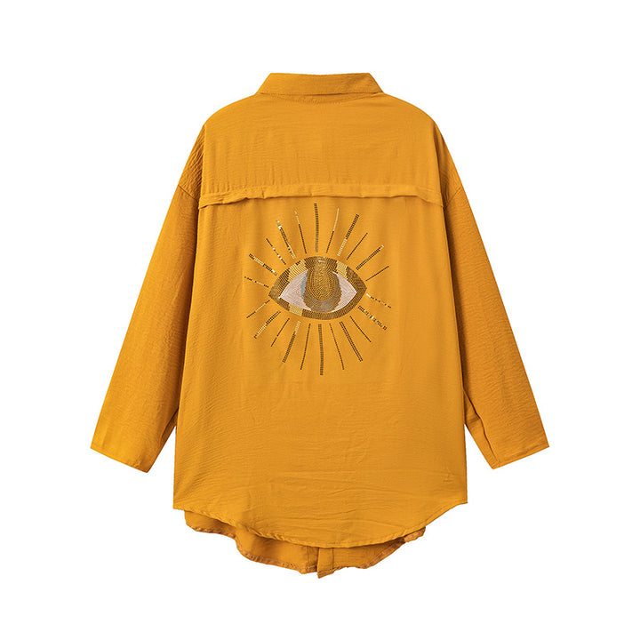 Dame Størrelse Grafik Button-Up Skjorte Stilla