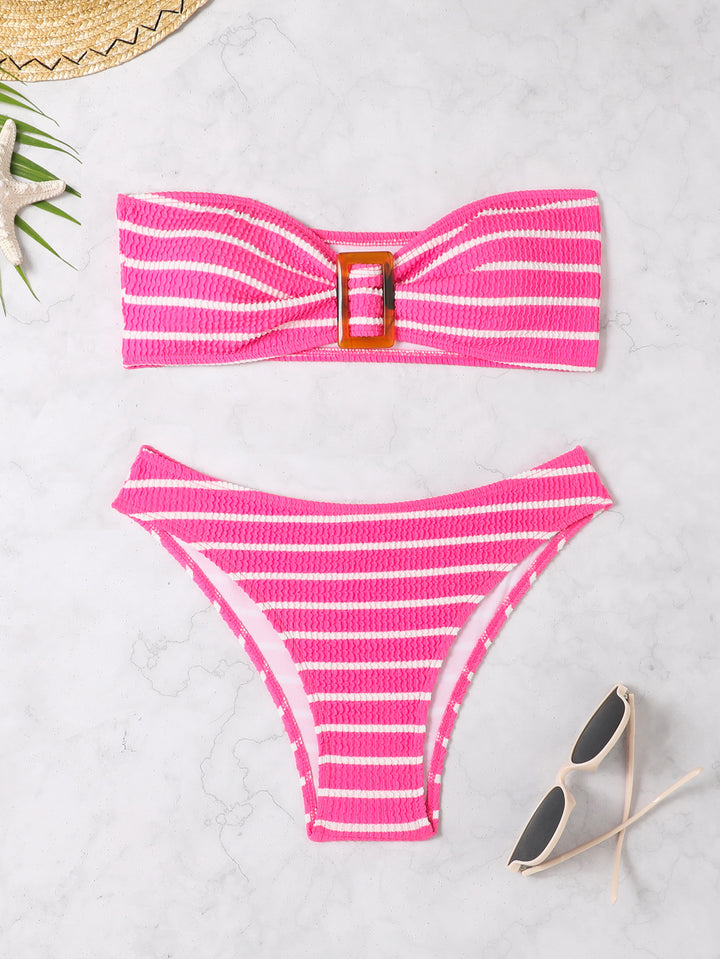 Dame bandeau bikini sæt med raffineret knude design og høj taljeudskæring Stilla