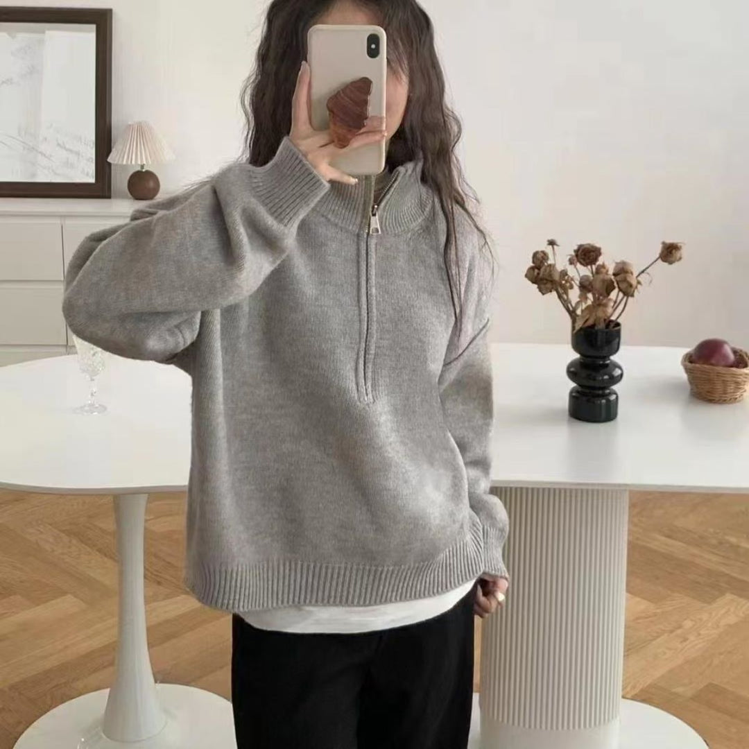 Kvinderne stilfulde pullover med halv lynlås Stilla
