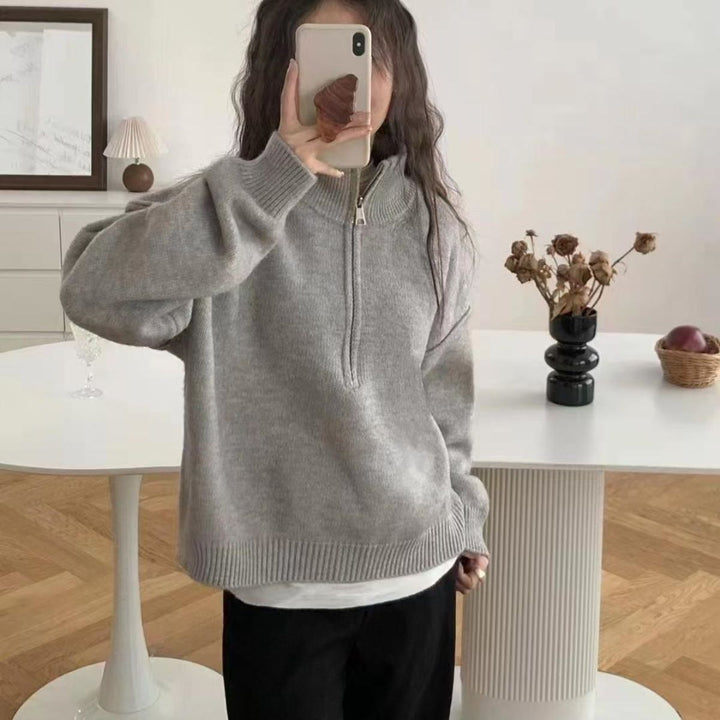Kvinderne stilfulde pullover med halv lynlås Stilla