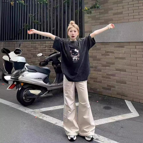 Damer Oversized T-shirt med kærlig cartoon-design Stilla