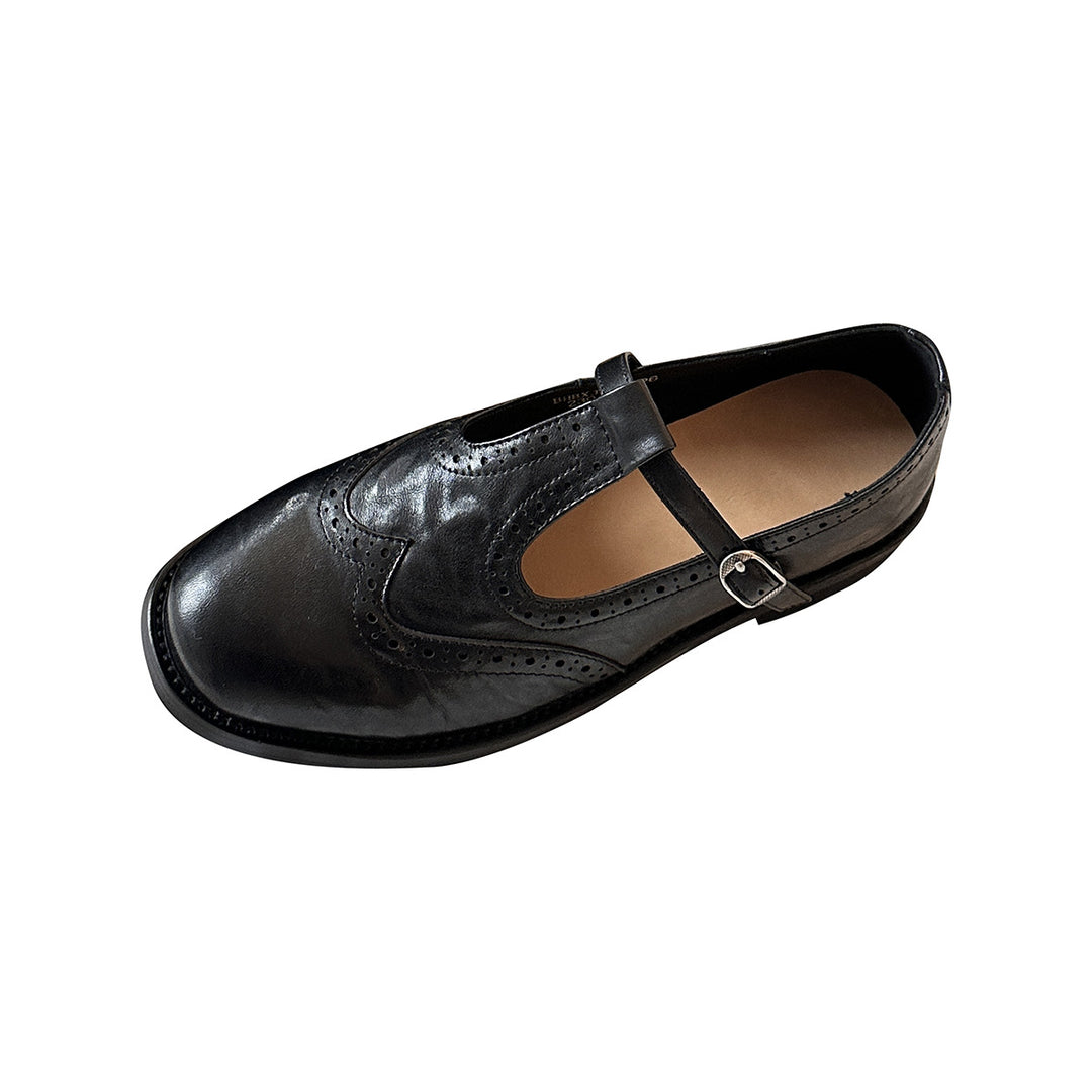 Femme Elegant T-Strop Brogue Flad Stilla