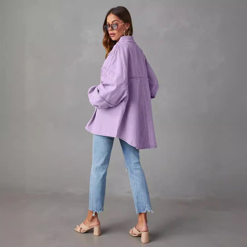 Femme Distressed Oversized Denim Jakke Stilla