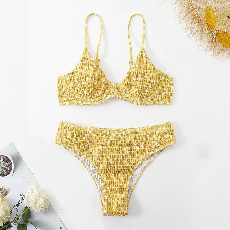 Dame Triangel-Bikini med elastisk rynkning og justerbare stropper Stilla