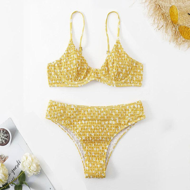 Dame Triangel-Bikini med elastisk rynkning og justerbare stropper Stilla