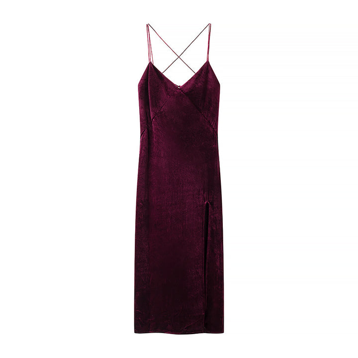 Dame Satin Maxikjole med justerbare stropper og elegant draperingsdesign Stilla