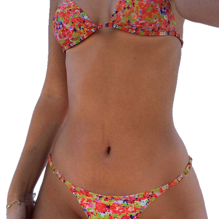 Dame trekant-bikini med blomsterdesign og justerbare stropper Skovae