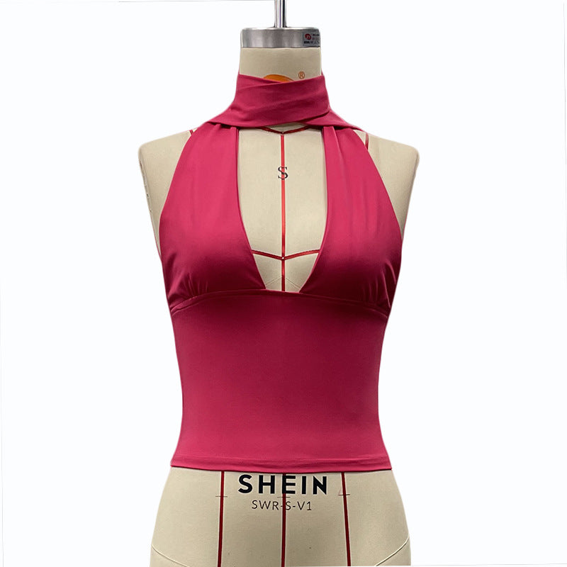 Dame Halterneck-top med legende design Skovae
